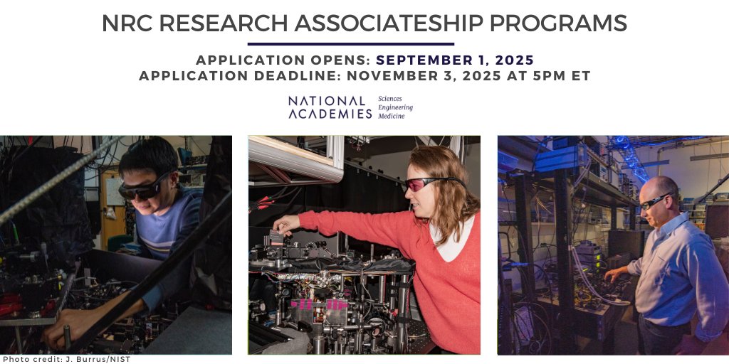 Last chance to apply!  Applications for the <a href="/theNASEM/">National Academies</a> #NRC #Research Associateship Programs close soon, November 3, 2025 at 5 PM ET: ow.ly/Tn0P50WVp7E