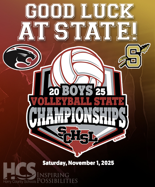 🏐 Good luck to our Carolina Forest Panthers &amp; Socastee Braves Boys Volleyball Teams as they head to the State Championships tomorrow!
Panthers play at 1 PM, Braves at 3 PM — both at AC Flora HS in Columbia.
schsl.org/archives/17124
#OneHCS #HCSAthletics