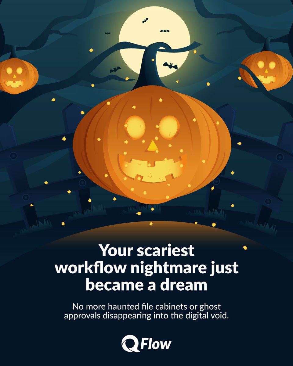 qflowsystems's tweet image. Your scariest workflow nightmare just became a dream.

No more haunted file cabinets or ghost approvals disappearing into the digital void.

#HappyHalloween #NoMoreScaryWorkflows