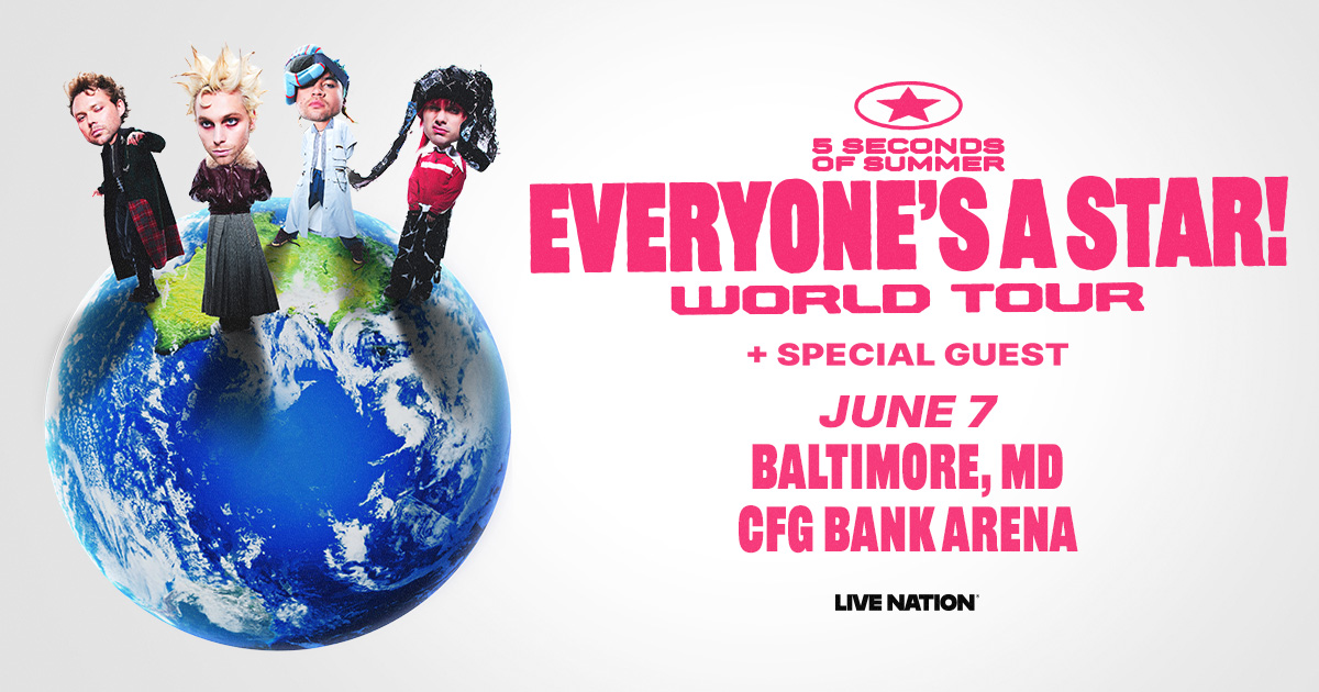 TICKETS ON SALE NOW! ⭐ 5 Seconds of Summer is coming to CFG Bank Arena on June 7th for EVERYONE’S A STAR! World Tour! Grab yours today. 

🎟️ bit.ly/5sos060726