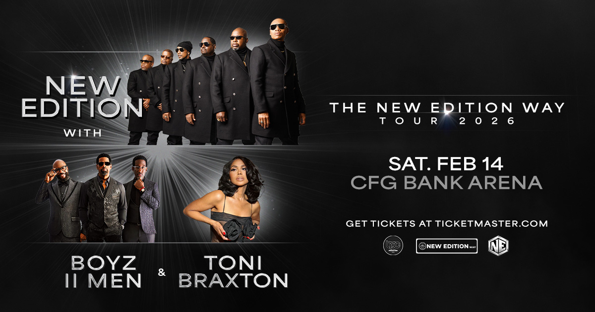 The hits, the legacy, the voices — New Edition, Boyz II Men &amp; Toni Braxton. Tickets are on sale now for The New Edition Way Tour coming to CFG Bank Arena on February 14th! ❤️ 🎶

🎟️🔗 bit.ly/NE02142026