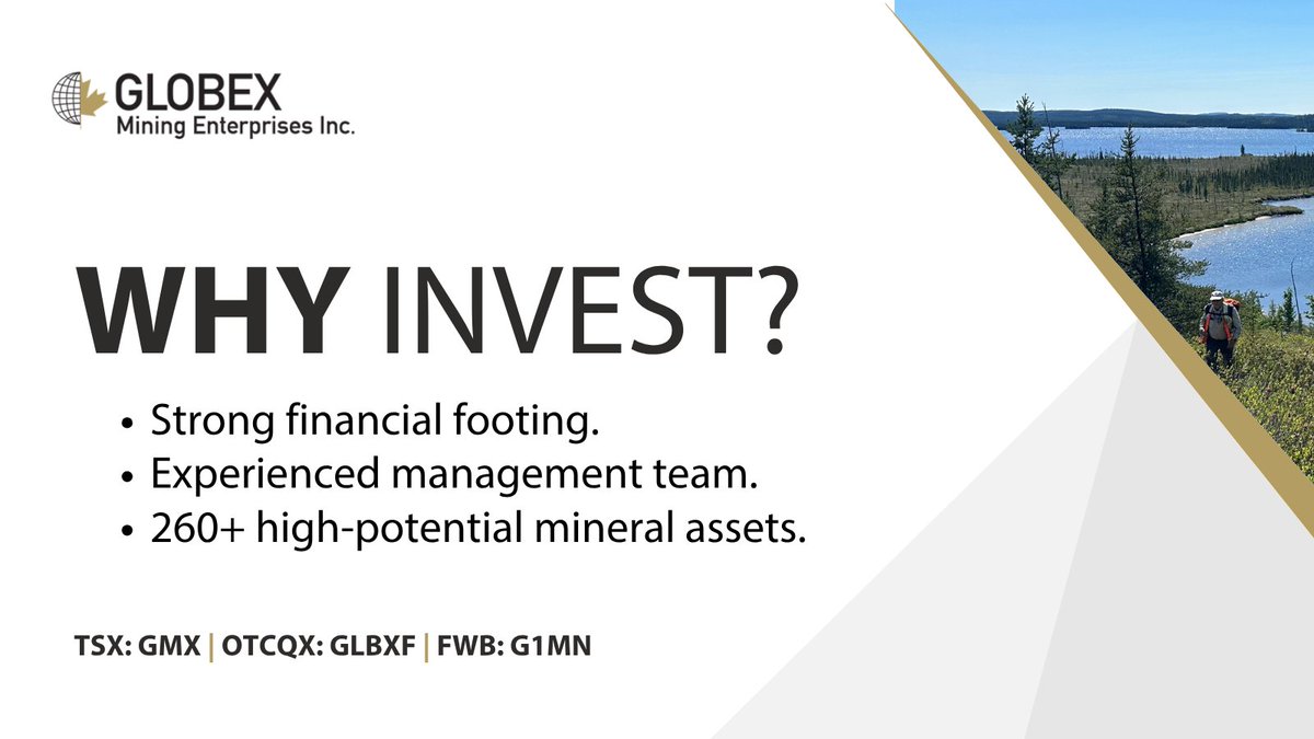 Why Invest?

A strong balance sheet, seasoned leadership, and 260+ high-potential mineral assets across Tier 1 jurisdictions position us for sustained growth.

Explore our strategy: ow.ly/qh5E50Xh4Ac

TSX: GMX | OTCQX: GLBXF | FWB: G1MN
#Investing #Mining