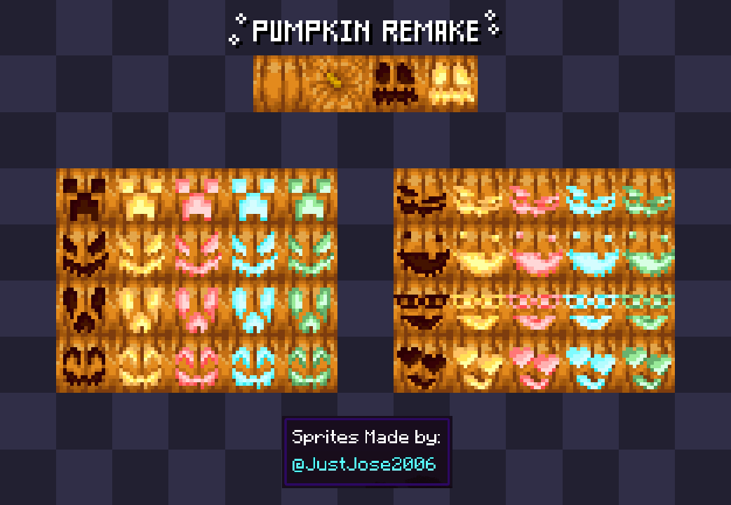 Today is October 31st, you know what that means, Halloween!!!

Remake of my old carved pumpkin sprites!!! :D
#Minecraft