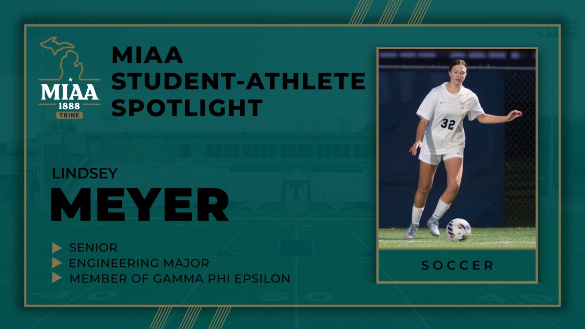 Trine soccer’s Lindsey Meyer has battled back stronger than ever -- balancing an engineering major, leading as a senior, and showing what true grit looks like! ⚽💪

#D3MIAA Student-Athlete Spotlight -- bit.ly/3JBdX7g

#MIAAwsoc #GreatSince1888 <a href="/TrineAthletics/">Trine Thunder</a>