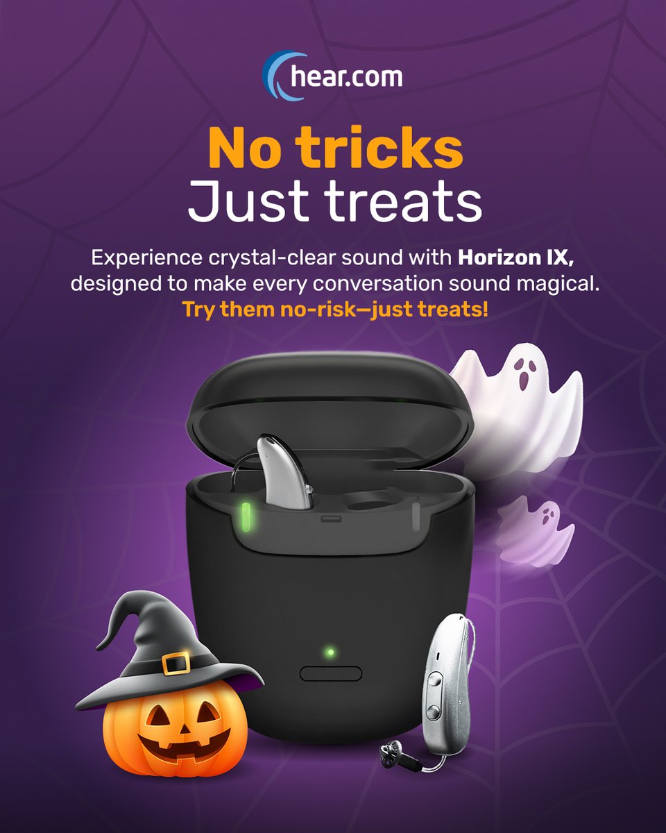 🎃 No Tricks, Just Treats! Happy Halloween! 👻

Treat your ears to crystal-clear hearing with the Horizon IX by hear.com. 🍬✨

Whether it’s laughter, music, or spooky stories — hear every moment with scary good clarity.

💜 Try them at no risk with our 45-day