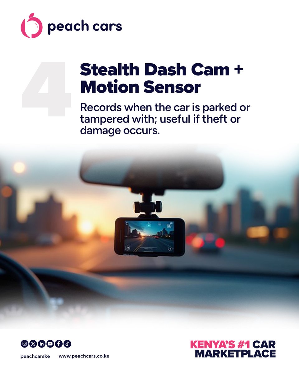 PeachCarsKE's tweet image. 4️⃣ 𝑺𝒕𝒆𝒂𝒍𝒕𝒉 𝑫𝒂𝒔𝒉 𝑪𝒂𝒎 + 𝑴𝒐𝒕𝒊𝒐𝒏 𝑺𝒆𝒏𝒔𝒐𝒓 
It records even when your car is off.
Perfect for when some joker scratches you in the parking lot and pretends it wasn’t them 😒

#CarOwnershipTips