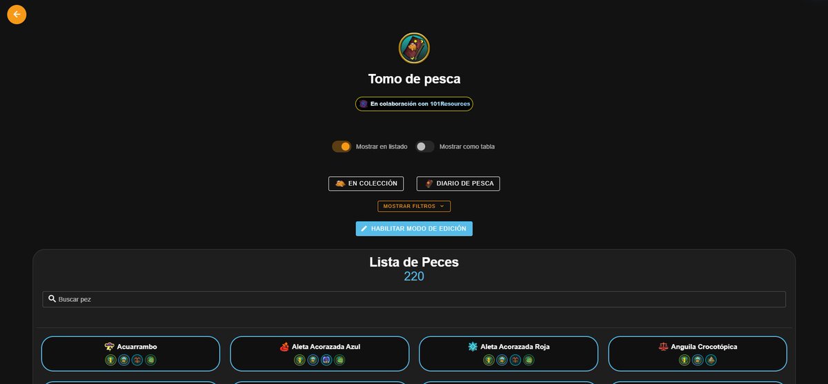 ¡Nuevo lanzamiento en las Herramientas de Wizardeo!
Descubre el Tomo de Pesca 🐟

Toda la info sobre los peces: escuela, rango, ubicación… ¡y hasta imágenes! ✨

¡Gracias a @.baczko por las fotos!
tools.wizardeo.eu/fishing-tome
#Wizard101 #Wizardeo #Wizard101EU
