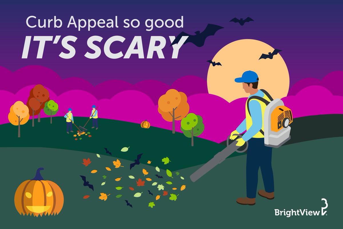 BrightView's tweet image. From tricks to treats and pumpkins galore, we’re wishing everyone a fun and safe Halloween! 🎃👻

Want to give your property frightfully good curb appeal? Get in touch with us today! hubs.li/Q03R4QPw0
