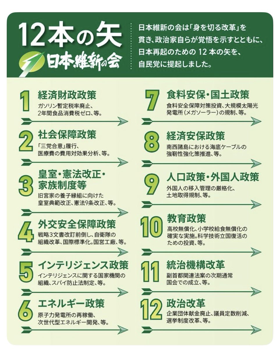 12本の矢 1本目の矢 経済財政政策 政策1 ガソリン暫定税率廃止 10本目