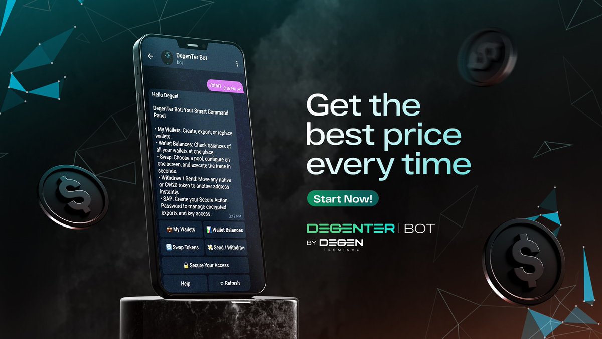Smart Routing on DegenTer takes your swaps to the next level 🚀

It analyzes multiple pools and finds the best possible price for you, ensuring the most efficient path every time 🔥

Trade smarter, not harder 👉 t.me/DegenTerBot