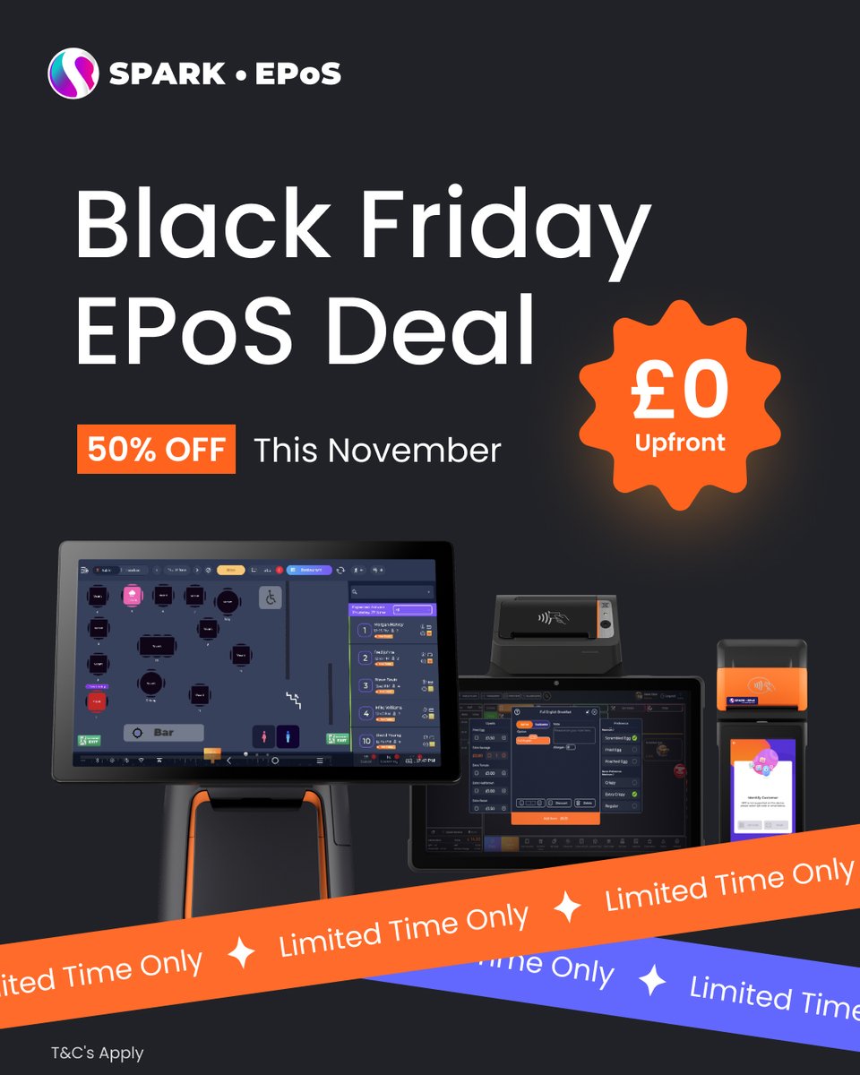 SparkEPOS's tweet image. Black Friday EPoS Deals Now Live!

We are offering the 3 most popular EPoS bundles for UK businesses this Black Friday!

💥£0 Upfront
💥Start as low as £19/m
💥Free demo &amp;amp; support included

Limited-time only.

Get your deal now! sparkepos.com/black-friday-e…

#BlackFridayEposDeal