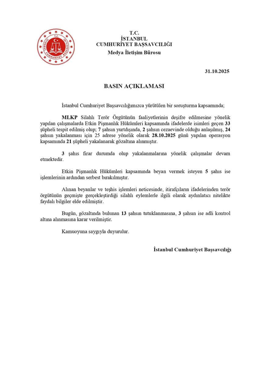 İstanbul Cumhuriyet Başsavcılığı (@istanbulcbs) on Twitter photo 