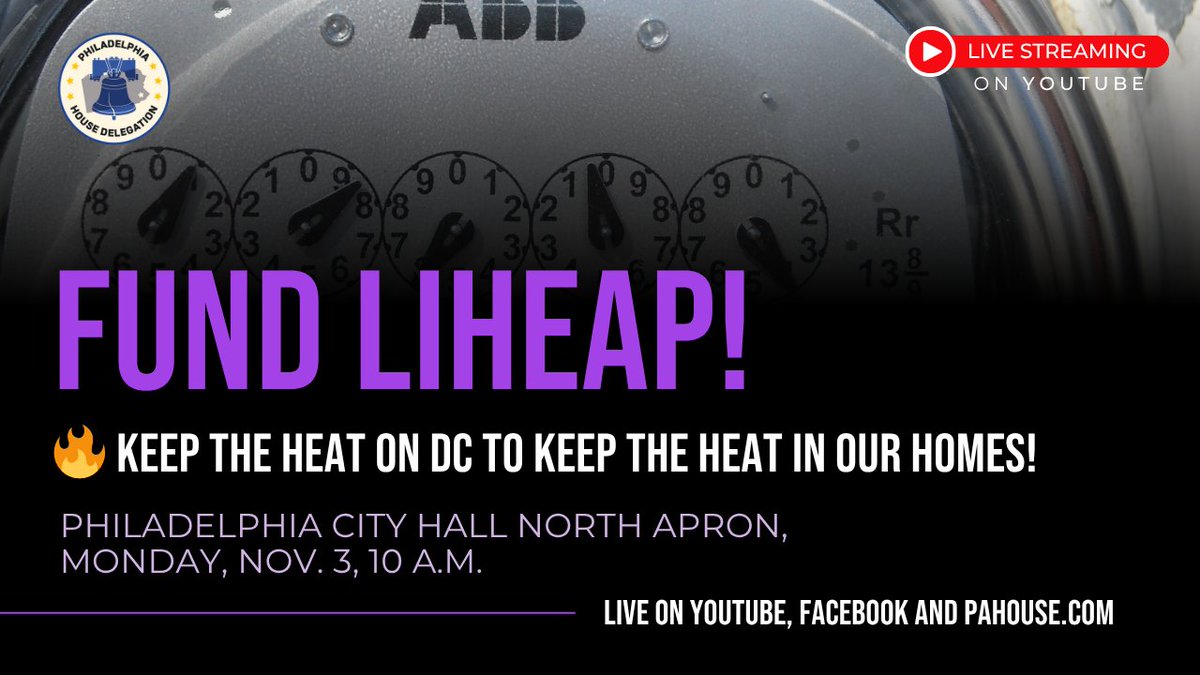 PhillyHouseDs's tweet image. Let&apos;s keep the 🙌 heat on DC to keep the 🔥 heat on at home! Join us at City Hall on Monday AM or online as we fight for LIHEAP funding &amp;amp; call for No Shutoffs During the Shutdown.
Watch at YouTube link below, our Facebook page or pahouse.com/live
➡️ youtube.com/live/mbXf--vit…