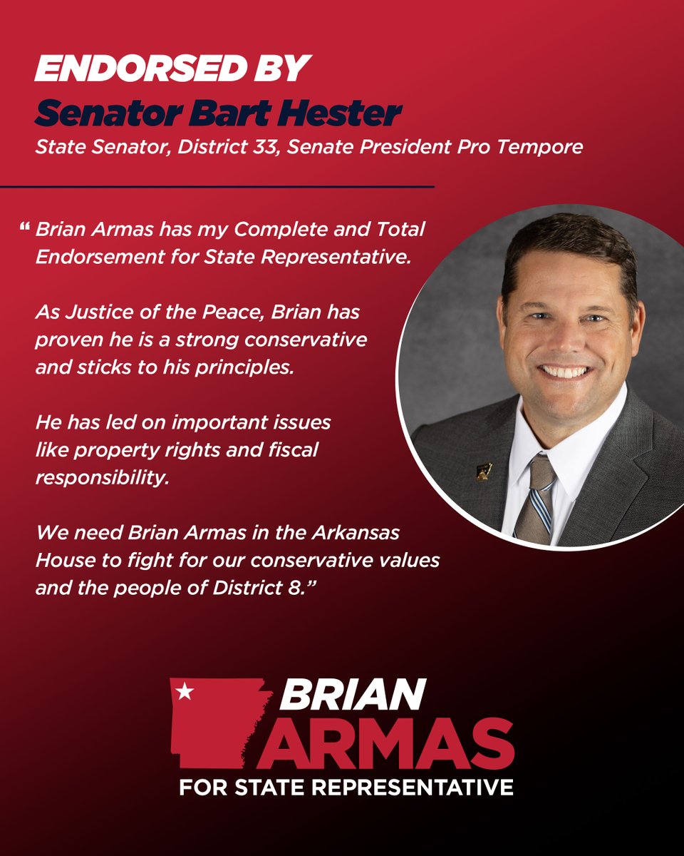 Proud to have this endorsement! Thank you, <a href="/BartHester/">Bart Hester</a>