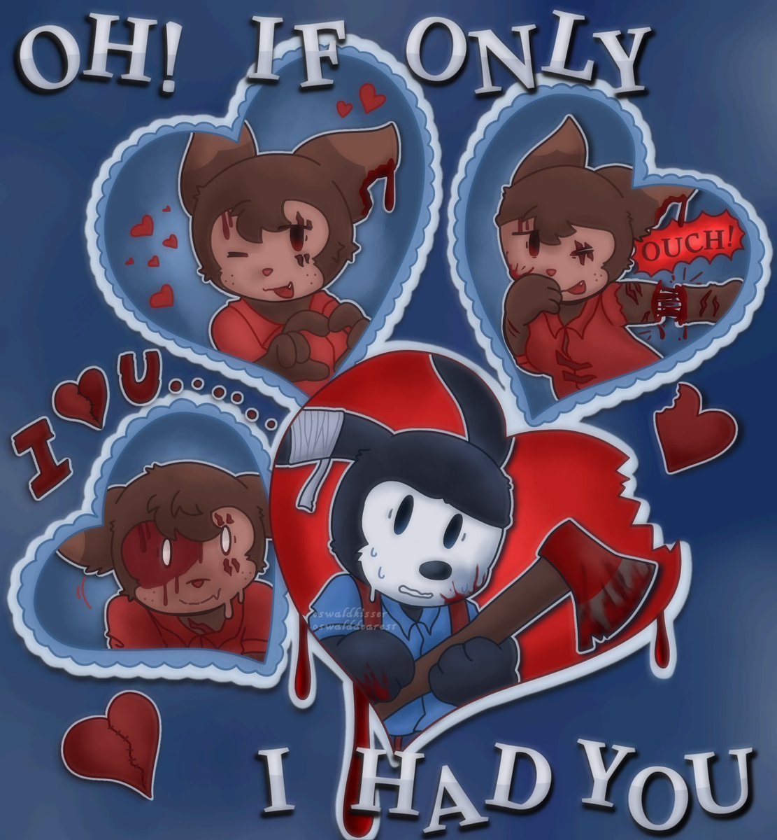 happy halloween !! i hope everyone is having a good time, cause’ clearly these two aren’t !! 🪓❤️‍🩹
#selfship #yumetwt #Oswaldtheluckyrabbit