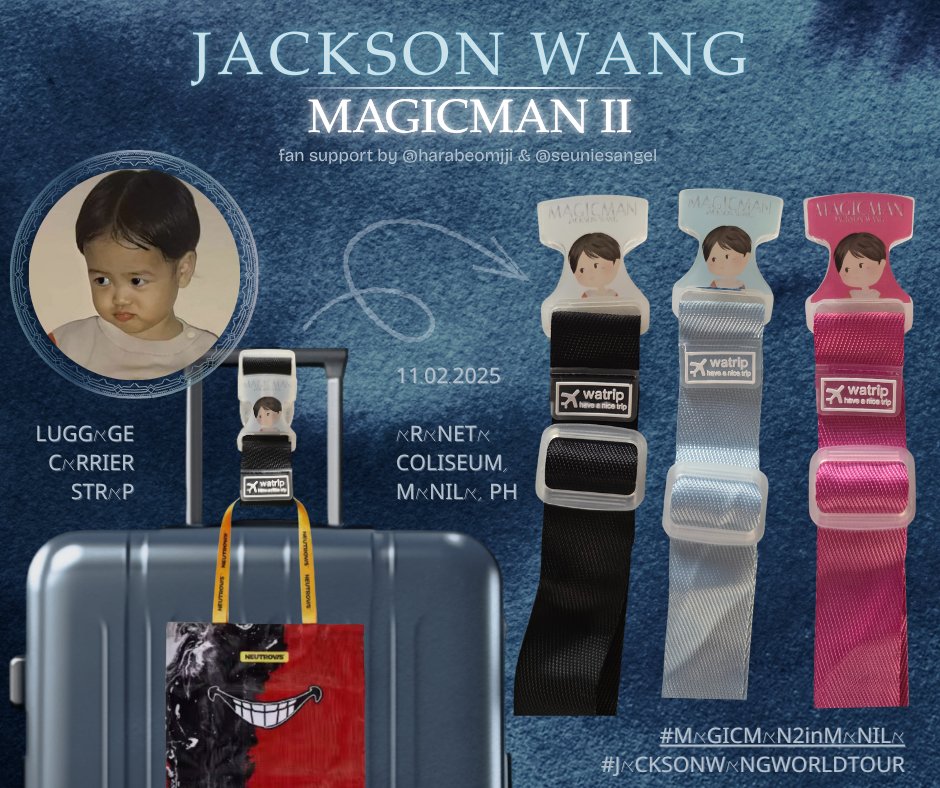 ♛ MAGICMAN II in Manila Fan Support ♛

adjustable luggage carrier strap

👑 like &amp; rt (for exposure)
👑 limited qty
👑 time &amp; loc: tba
👑 present this tweet to claim
👑 on-the-spot trades only

See you! 💚✨

#MAGICMAN2INMANILA #JACKSONWANG #MAGICMAN2WORLDTOUR #잭슨 #王嘉尔