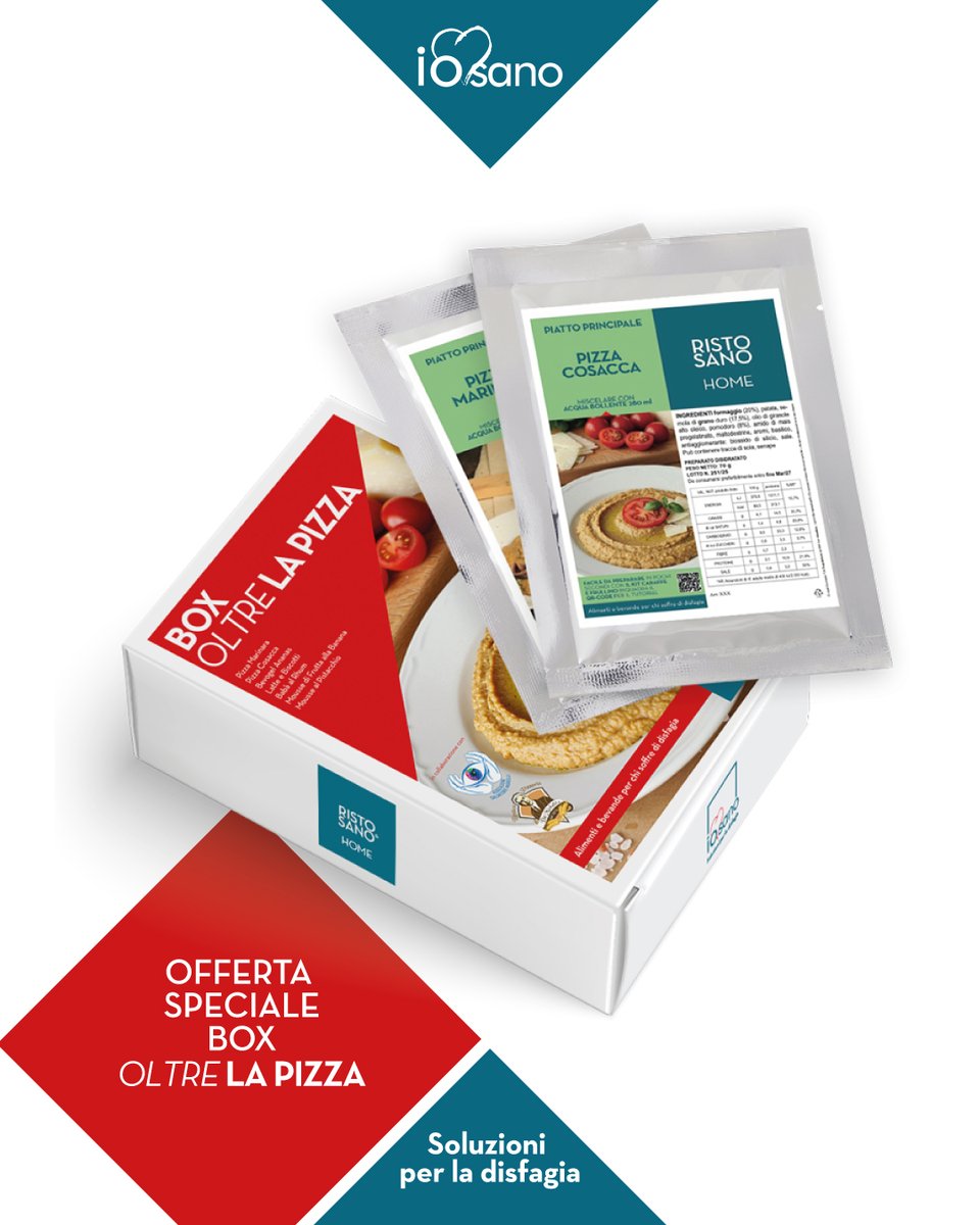 io_sano's tweet photo. 🎉 SCOPRI IL NUOVO BOX OLTRE LA PIZZA di Ristosano Home! 🎉
Il box include 7 prodotti selezionati, sicuri, nutrienti e facili da somministrare. 

👉 Un box che unisce gusto, sicurezza e innovazione, per rendere l’alimentazione di chi soffre di disfagia più varia, gratificante ... https://t.co/IV7unt9L2z