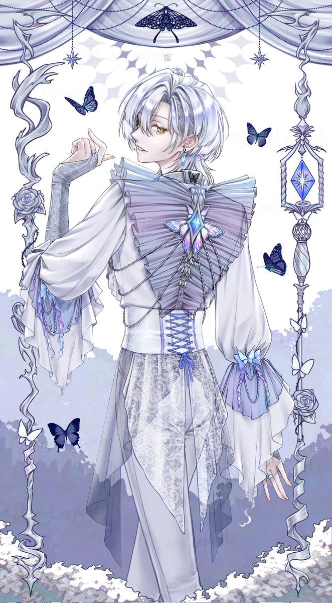Btoso_art's tweet photo. Boo!🎃Happy Halloween 👻💙🤍🦋
#ur_ärt #dear_u_san #fanart #fanAU #AU #服設 #princeAU https://t.co/GBg1Ya4ol2