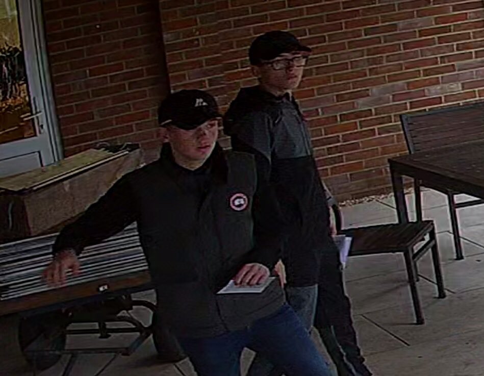 NewForestDog's tweet image. There has been some vandalism to some of the greens and winter mat bases at the golf club where I play. Wednesday evening. It is believed these two were responsible. If anyone recognises them, or knows anything about the incident, please contact Wellow Golf Club.