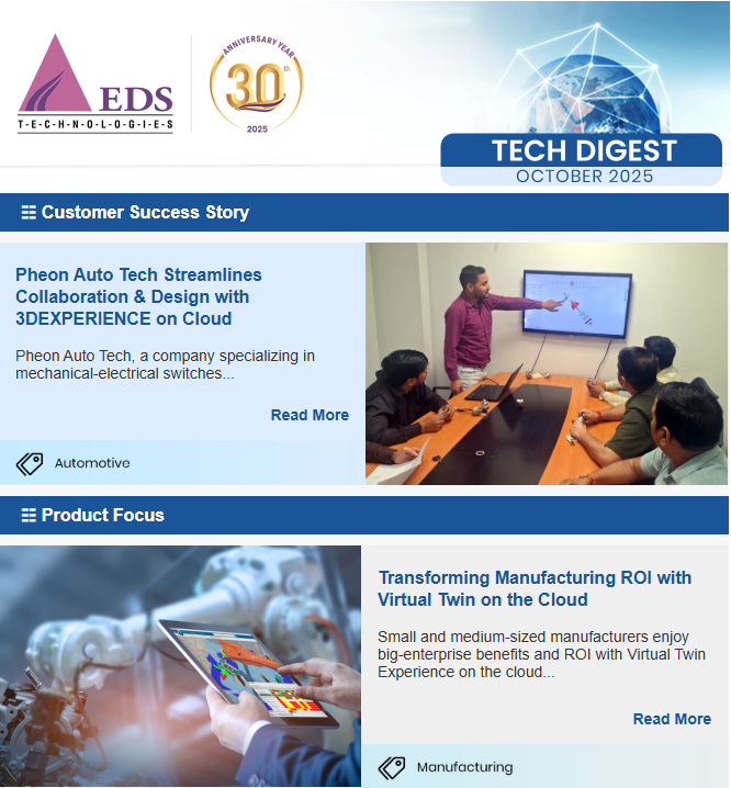 EDSTechnologies's tweet photo. Check out our October 2025 Newsletter!

https://t.co/AhRe1lfC9i

#newsalert #3DEXPERIENCE #3dprinting #geovia #ramsis #catia #automotive #simulation #synopsys #eos #esri #edstechnologies https://t.co/A5tSiF2q9F