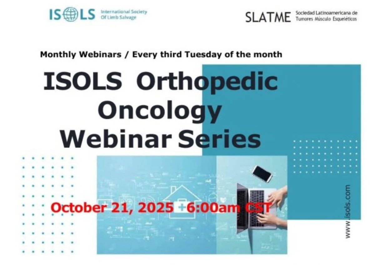 ISOLS_Society's tweet photo. 37th ISOLS Orthopedic Oncology Webinar
𝐑𝐞𝐜𝐨𝐫𝐝𝐢𝐧𝐠 𝐍𝐨𝐰 𝐀𝐯𝐚𝐢𝐥𝐚𝐛𝐥𝐞!  
Not a member yet? 
Join ISOLS today for access to this and all future webinar recordings:  
https://t.co/s0B1gdi915 
#ISOLS #WebinarRecording https://t.co/Q1UVmR6LAR