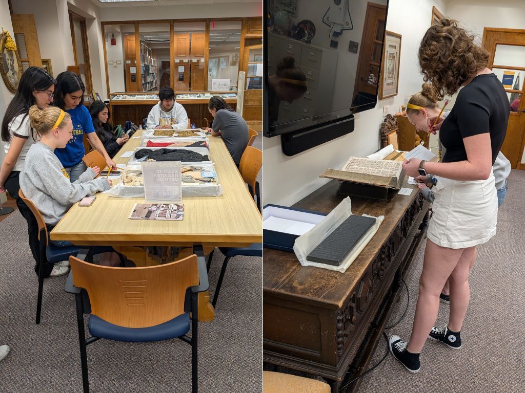 RollinsArchives's tweet image. This month, Prof. MacKenzie Ryan and Prof. &amp;amp; Zack Gilmore&apos;s RCC201Honors students took a stab at describing and dating objects from our #specialcollections by sight! They learned the answers and how each object came to #RollinsArchives from Prof. Wenxian Zhang.
#ArchivesMonth