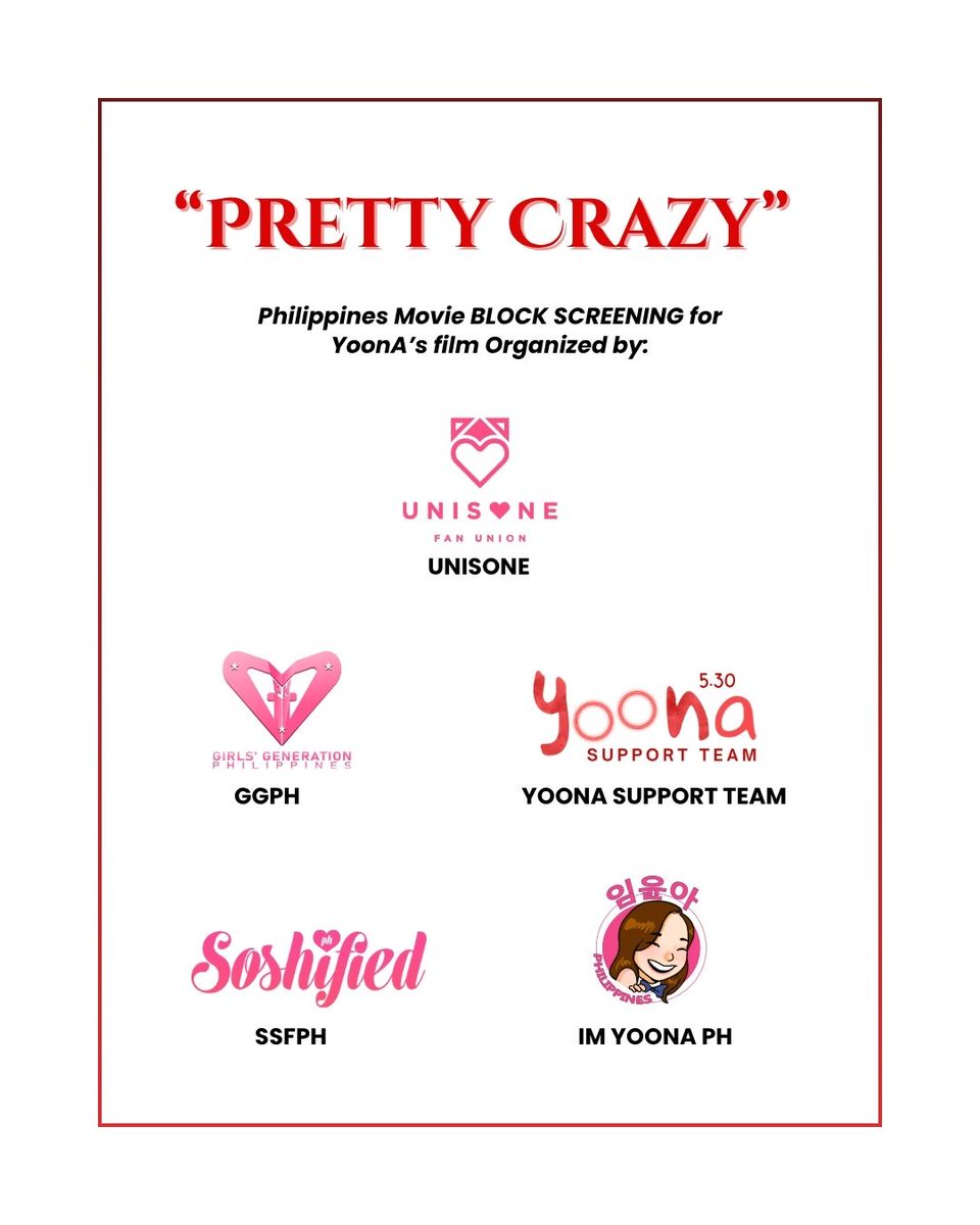 [🇵🇭] PH Group Movie Screening for "Pretty Crazy" by UNISONE, GGPH, YST, SSFPH, IM YOONA PH 😈

Thank you to everyone who joined us for a date with our sunji and gilgu (and moonyang!)

We hope you had a blast. Until the next movie screening 👋🏻

#PrettyCrazy #LimYoona #AhnBoHyun