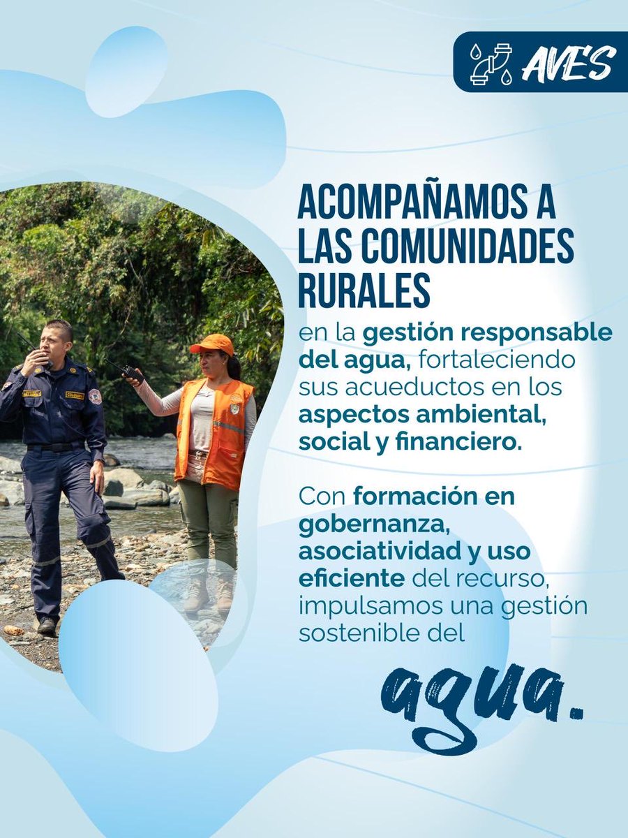negroambiente's tweet photo. 🌎 Con el programa AVES – Acueductos Veredales Sostenibles, hemos acompañado (en la primera fase) a 163 acueductos veredales en 26 municipios, impactando a más de 42.000 suscriptores y 155.000 usuarios que hoy gestionan el agua con responsabilidad y sostenibilidad 💧. https://t.co/mVNdEMyTIZ