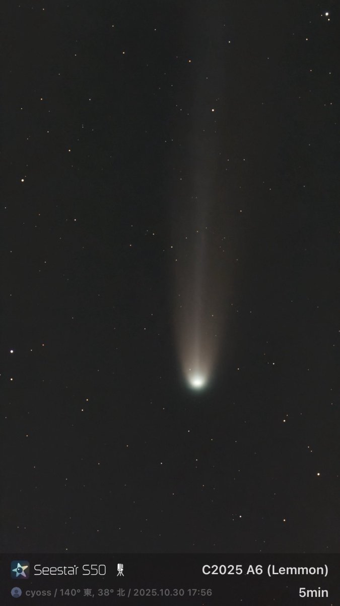 cyossy's tweet photo. C2025/R6レモン彗星
昨日夕方、やっと西の低空に雲が無く晴れたからお手軽望遠鏡で撮影出来た。 https://t.co/Fl30j8Uy3c