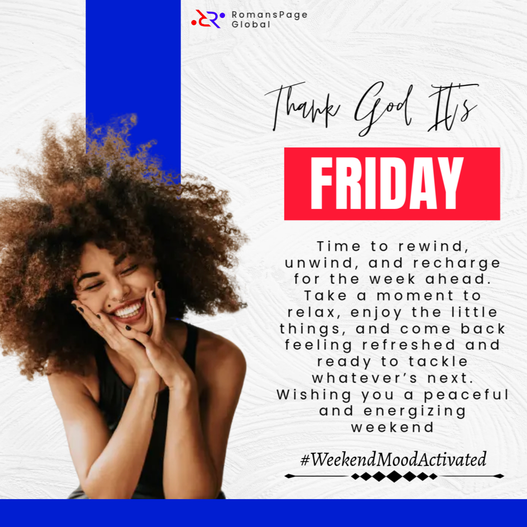 Romanspage's tweet photo. Thank God It’s Friday! 😄✨ Rewind, recharge, and embrace the weekend vibes. #TGIF #WeekendMoodActivated #FridayJoy https://t.co/mvNfMRsMKt