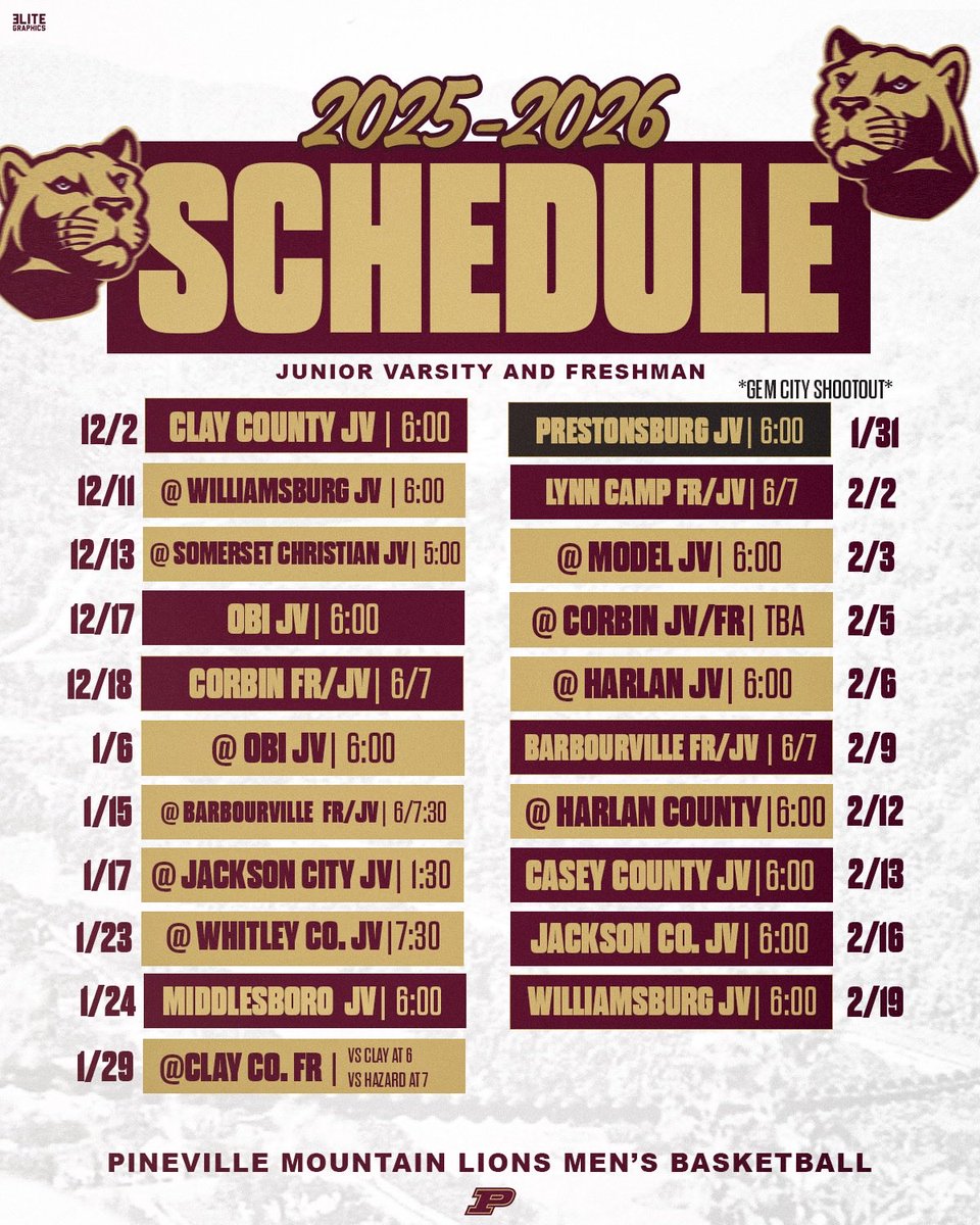 pinevillembb's tweet image. 🚨Updated 2025-2026 Schedule Release!!!🚨

The Mountain Lions are working hard &amp;amp; looking forward to the 2025-2026 season. New faces in new roles. The same standard. Go Lions! 🦁🏀#ThePinevilleWay