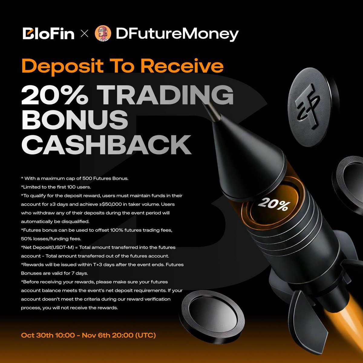DFutureMoney's tweet image. We’re officially partnered w/ GOAT exchange @BloFin_Official 🐳 

🔗 Sign up here : partner.blofin.com/d/DFutureMoney

Why BloFin?
• Worldwide-Accessible
• No betting against users.
• No Freezing funds. 
• 600+ perps with solid liquidity.
• Backed by solid team, and doxxed CEO

🎁…