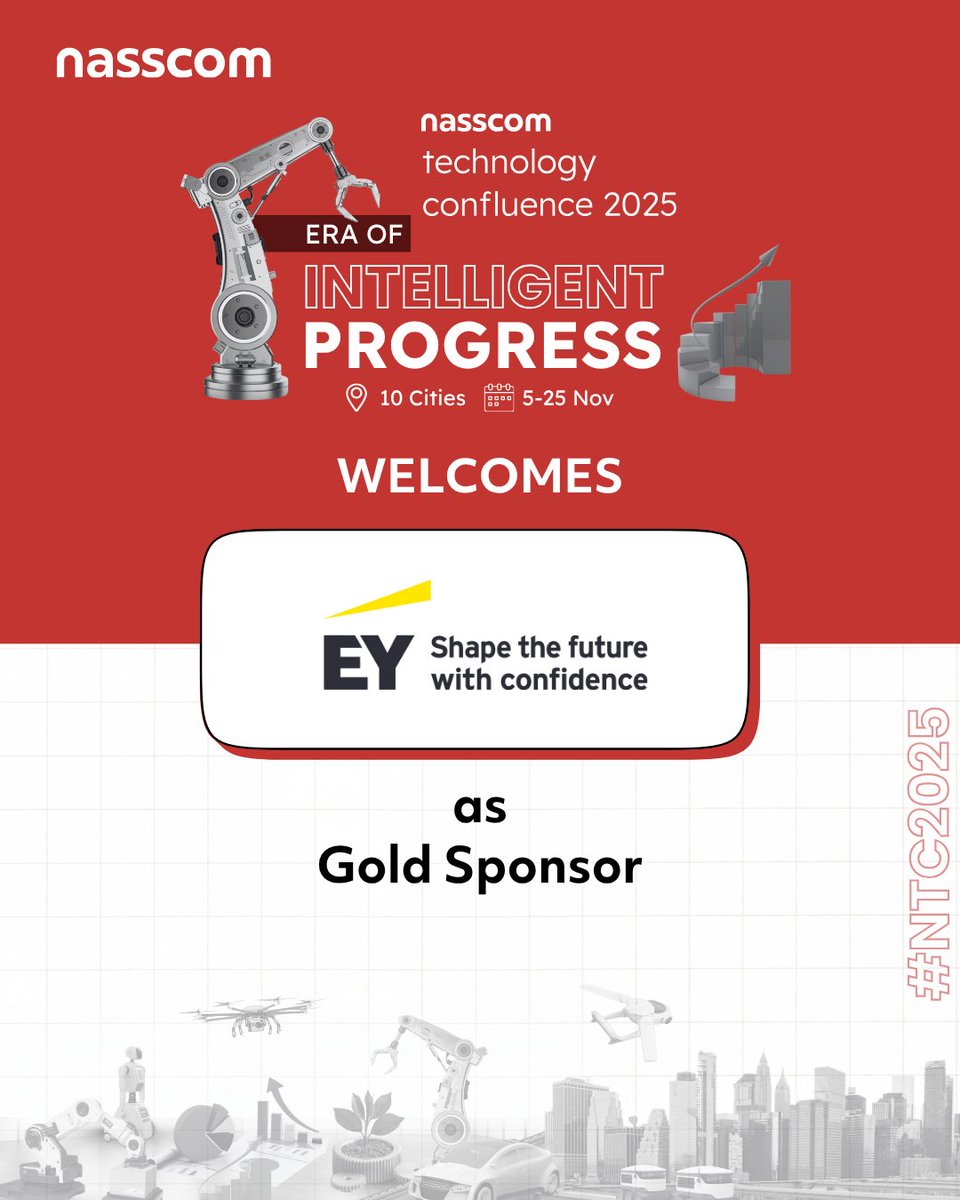 Pleased to welcome <a href="/EY_GDSCareers/">EY GDS Careers</a> as our Gold Sponsor and Roundtable Partner for the Nasscom Technology Confluence 2025 – The Era of Intelligent Progress!

This year’s roundtables are centred on candid, in-the-room decision making, where leaders discuss the how behind capability