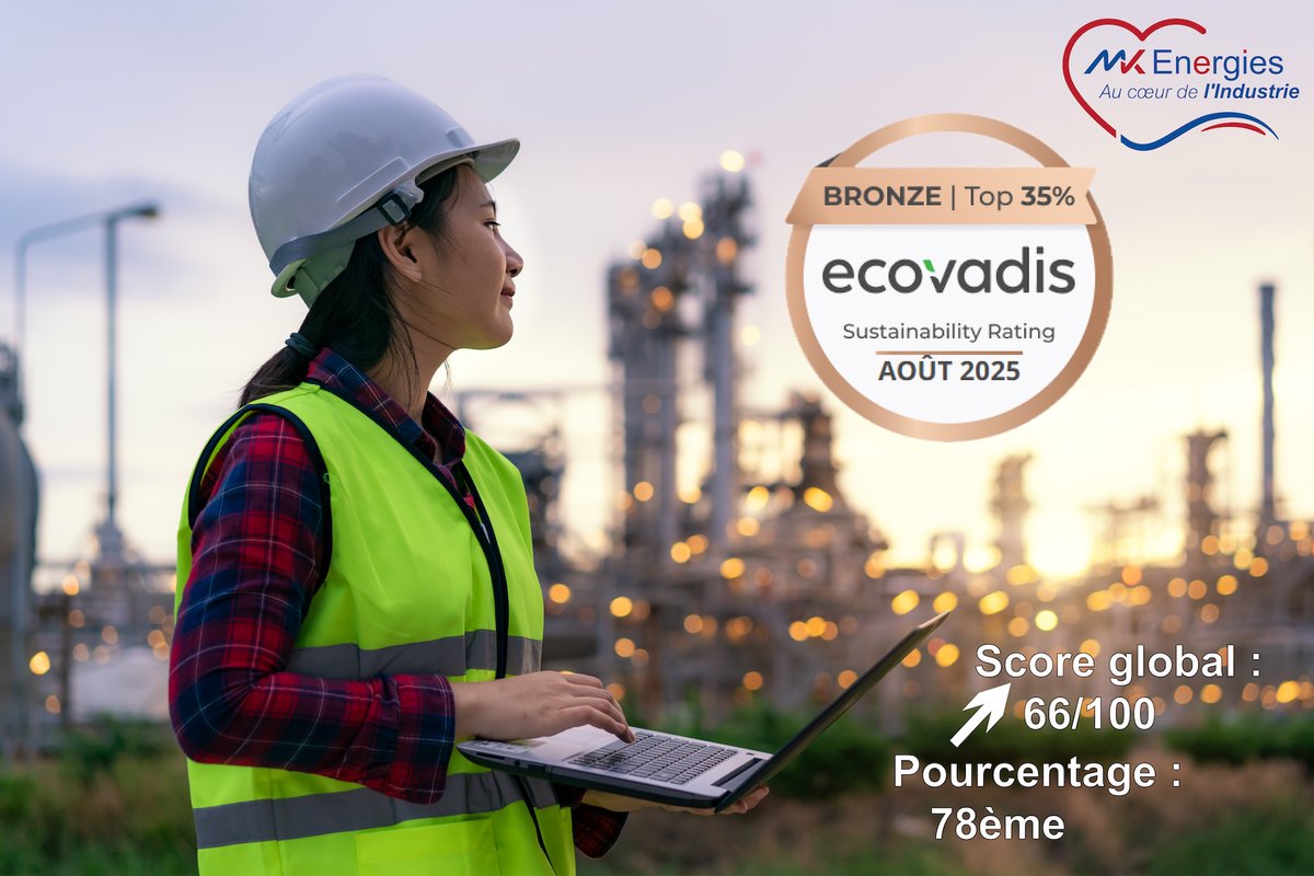 MKEnergies's tweet photo. 📷EcoVadis, la certification qui évalue la Responsabilité Sociétale des Entreprises.
@MKEnergies a le plaisir d’annoncer le renouvellement de sa certification #RSE EcoVadis, avec l’obtention de la médaille de bronze...https://t.co/2nFZlNrPDl https://t.co/8Ogdg80vTL