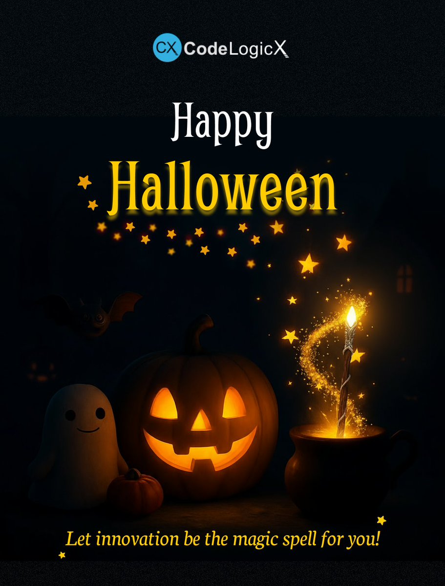 Codelogicx's tweet image. This #Halloween, we’re brewing innovation, and not potions!
At CodeLogicX, our smart tech solutions cast away inefficiencies and conjure up seamless digital transformations.       
From IoT to Cloud to Full Stack development,  we’ve got the treats your business needs!