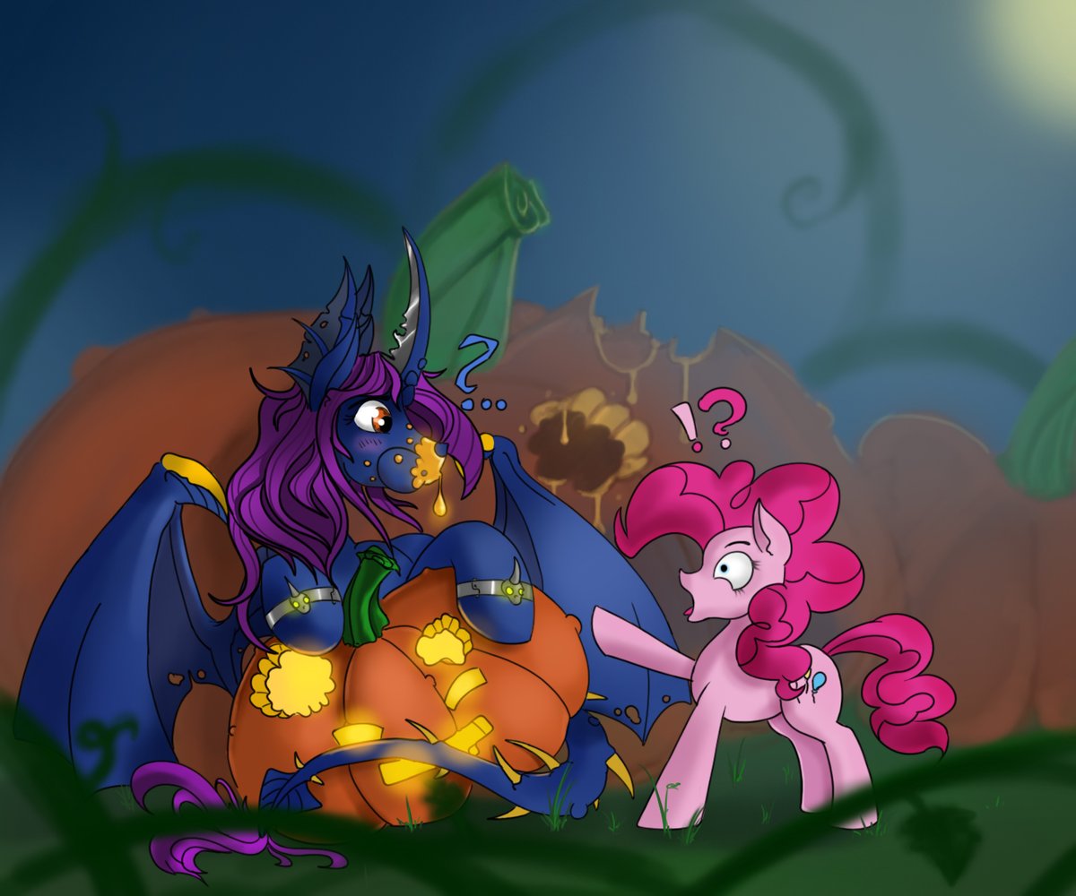 Halloween is here! And I traditionally make some art with pumpkins, demicorns and ponies! What? Why Pinkie so shocked? Because Dixdy eat festive decorations! Even before Halloween ends! #demicorn #Halloween2025 #pumpkins #mlpfim #originalcharacterart