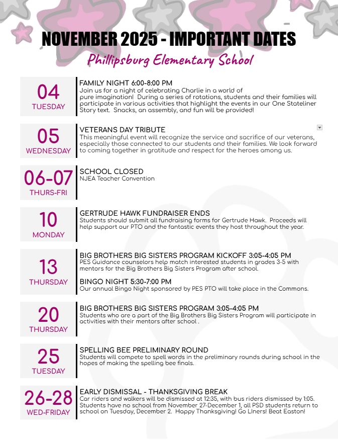 Revised November Events Calendar