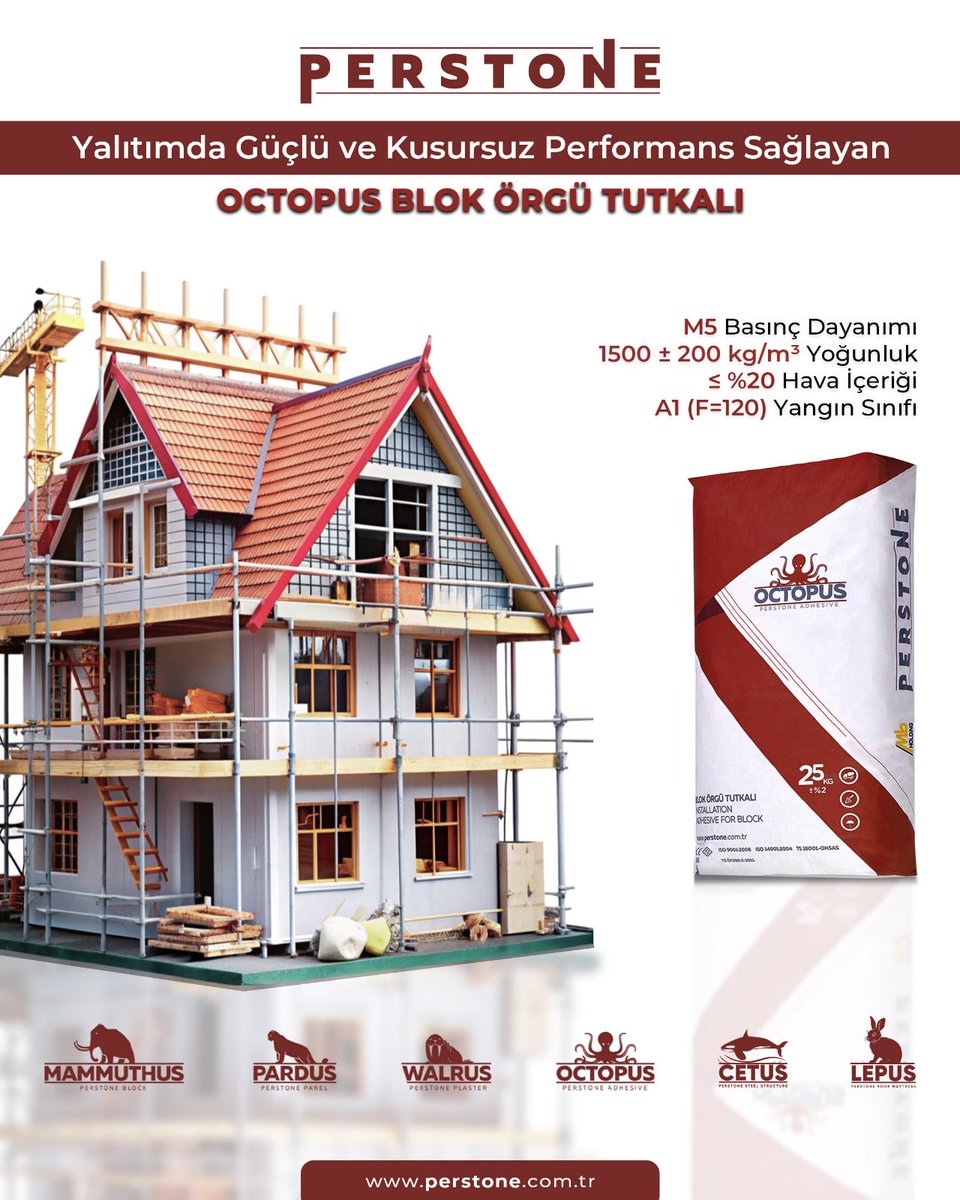 Perstone’un perlit içerikli Octopus Blok, Panel ve Bims yapıştırıcısı, yalıtımda üstün performans sunar.#inşaatmühendisleri #inşaatmühendisleriodası