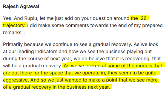 On last night's earnings call, $ARW's CFO stated that analyst estimates for 2026 are too high. Can you name other instances where management publicly stated that analyst estimates need to come down?