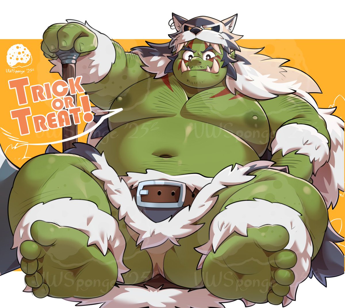 Boo! Happy Halloween! Now give me all your candies or I'll wrestle you for it hehe~ This time I thought to be orc for Orctober too 🥰💕🥰💕