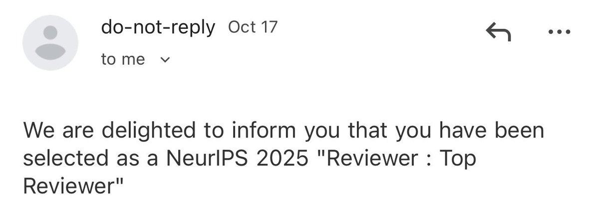 Delighted to be selected as a Top Reviewer for NeurIPS 2025 <a href="/NeurIPSConf/">NeurIPS Conference</a>