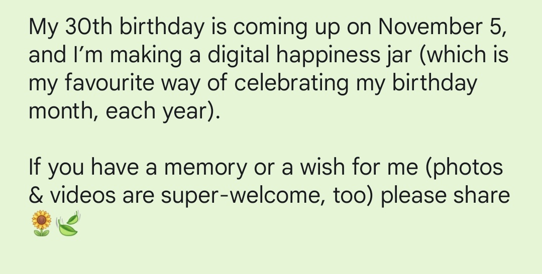 Collecting memories for my birthday jar