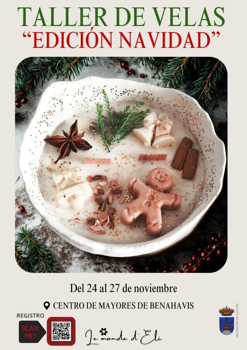 aytodebenahavis's tweet image. Prepárate para disfrutar de una experiencia mágica creando tus propias velas navideñas 🕯️🎅.
🗓️ Del 24 al 27 de noviembre
📍 Centro de Mayores de Benahavís
🕠 De 17:30 a 19:30 h

💚 Taller gratuito y con plazas limitadas .
👥 Actividad exclusiva para personas empadronadas en