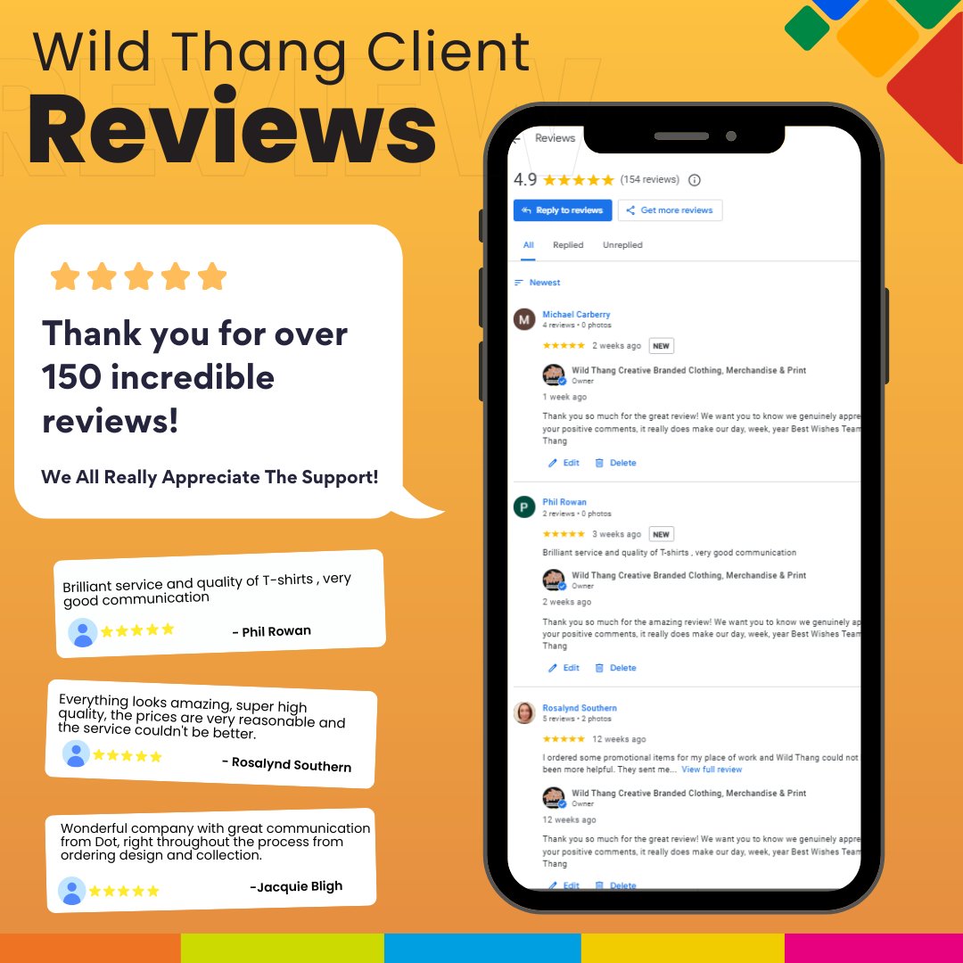 ⭐ Thank you for over 150 incredible reviews! 

✨ Thank you to everyone who has taken the time to share their experience, your words truly mean the world to us!

#WorldClassBranding #TrustedBrandingPartner #TheWildThangWay