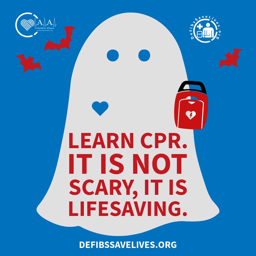 👻 CPR is not scary, it is lifesaving. 

️Do not let fear hold you back, visit loom.ly/n1XrL1E for resources, training, stories of survival, and AED packages available for purchase. 

#HappyHalloween