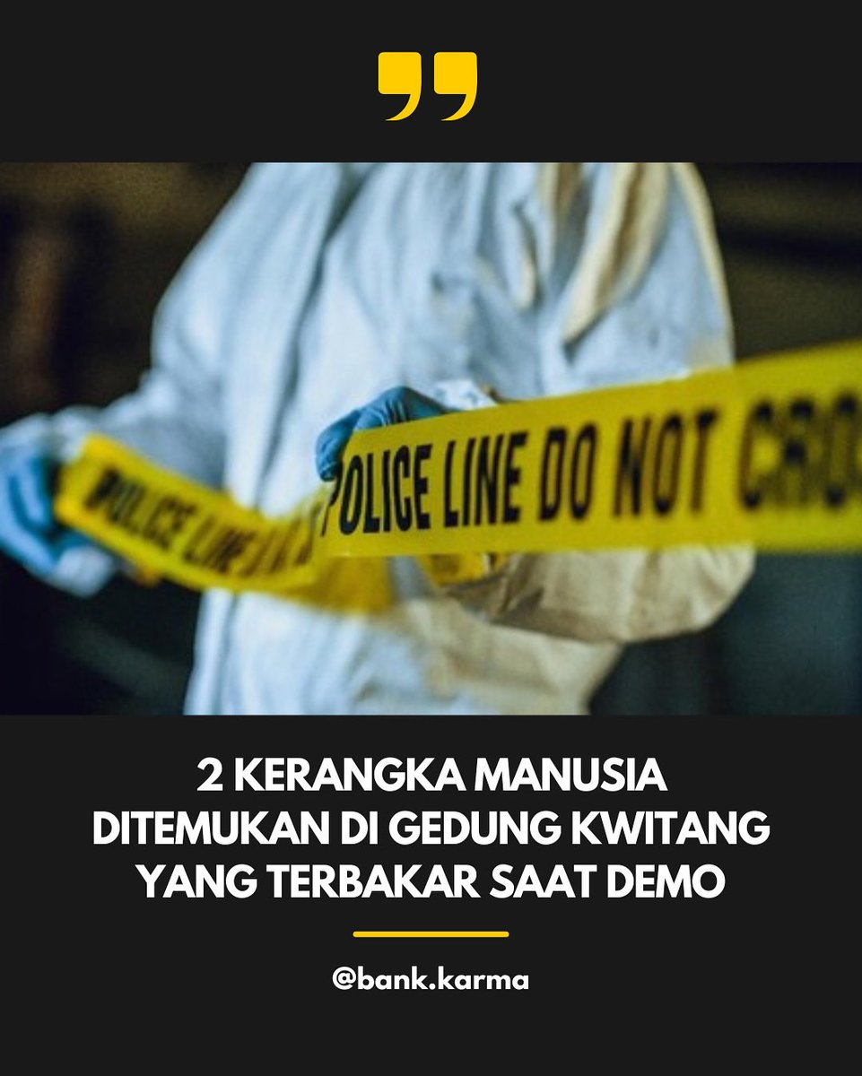 BankKarmaa's tweet photo. Dua kerangka manusia ditemukan hangus di lantai 2 sebuah gedung di Kwitang, Senen, Jakarta Pusat. Penemuan ini terjadi saat tim teknis melakukan pengecekan konstruksi untuk renovasi. https://t.co/5bnomfImIM