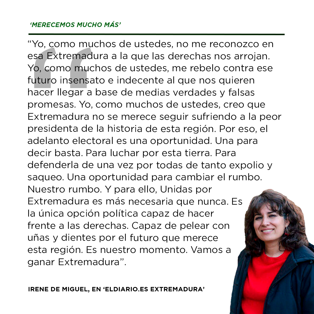 ✍️ 'Merecemos mucho más', artículo de @Irenirima en <a href="/eldiarioex/">elDiario.es Extremadura</a>: