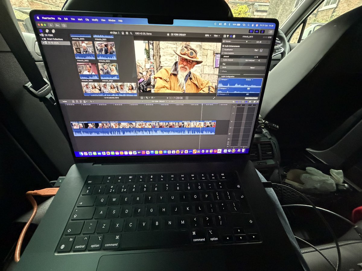 Sat in the back of my car, clipping up VoxPops. This bloke was brilliant