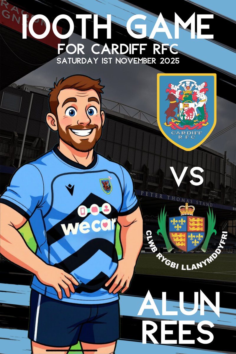 CardiffRFCfan's tweet image. 100th game for @Cardiff_RFC tomorrow for Alun Rees. 

Get down the Arms park tomorrow afternoon to cheer on the boys against top of the league Llandovery. 

Remember that your Cardiff Rugby season ticket gains you entry to all regular season RFC games. 

Tickets are available on…
