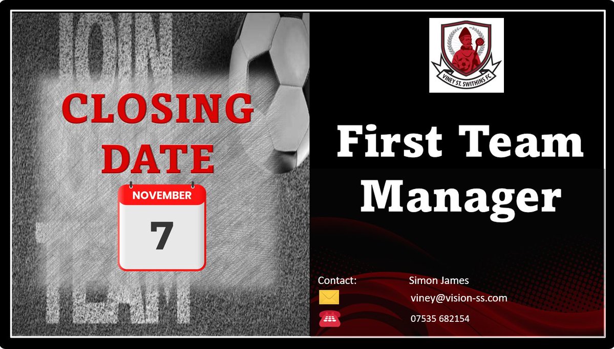We are hoping to have this process wrapped up in the next week, so if you are interested in taking up the challenge, please get in touch ☎️

We are pleased by the interest already received and its clear we have a nice selection headache 🤔

#newmanager #opportunity 

<a href="/GlosFA/">Gloucestershire FA ⚽</a>